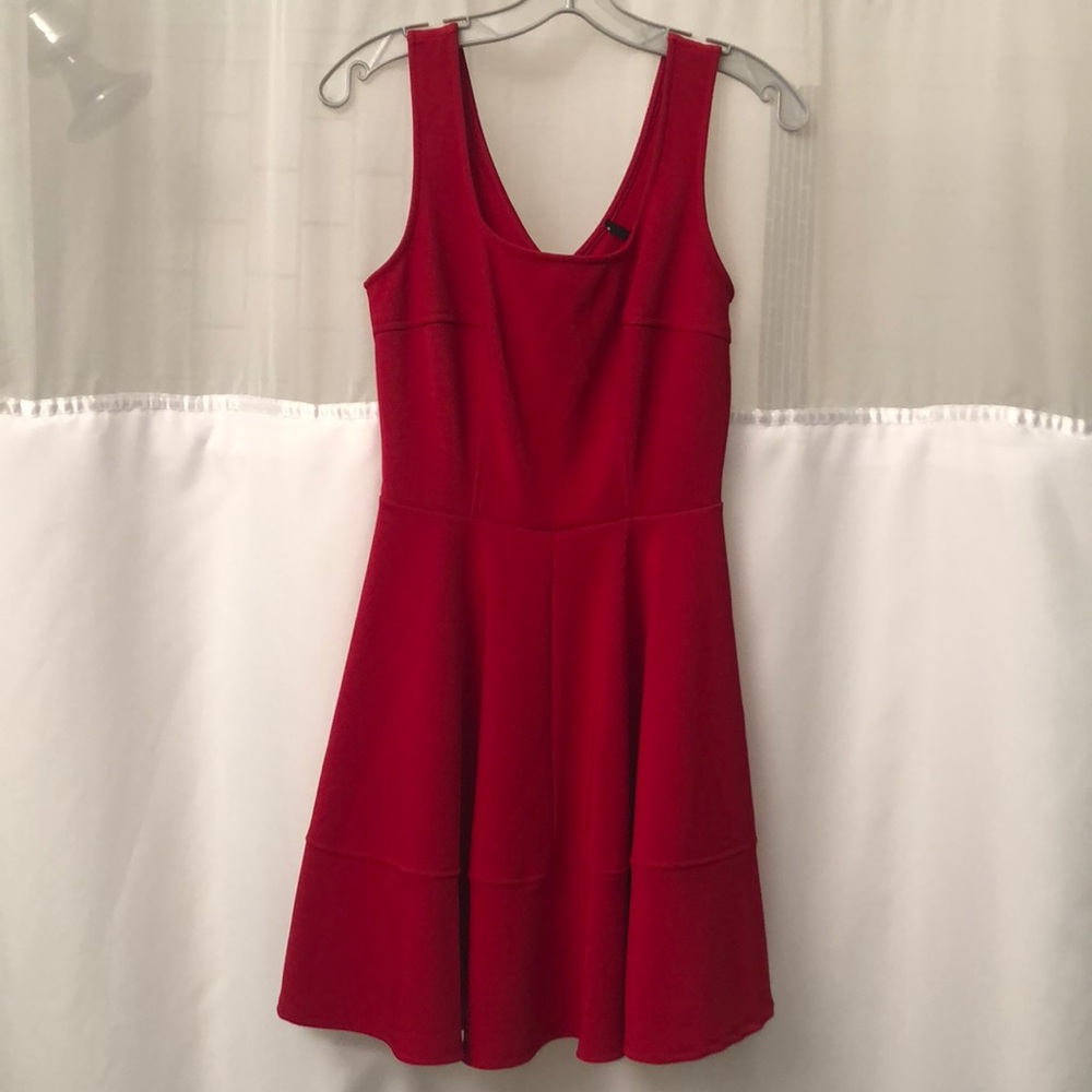 Bright red skater dress